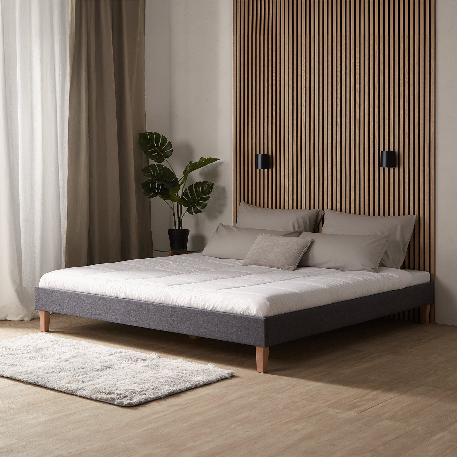 Homestyle4u Polsterbett 90/120/140/160/180 x 200 cm Grau Bettgestell Holzfü günstig online kaufen