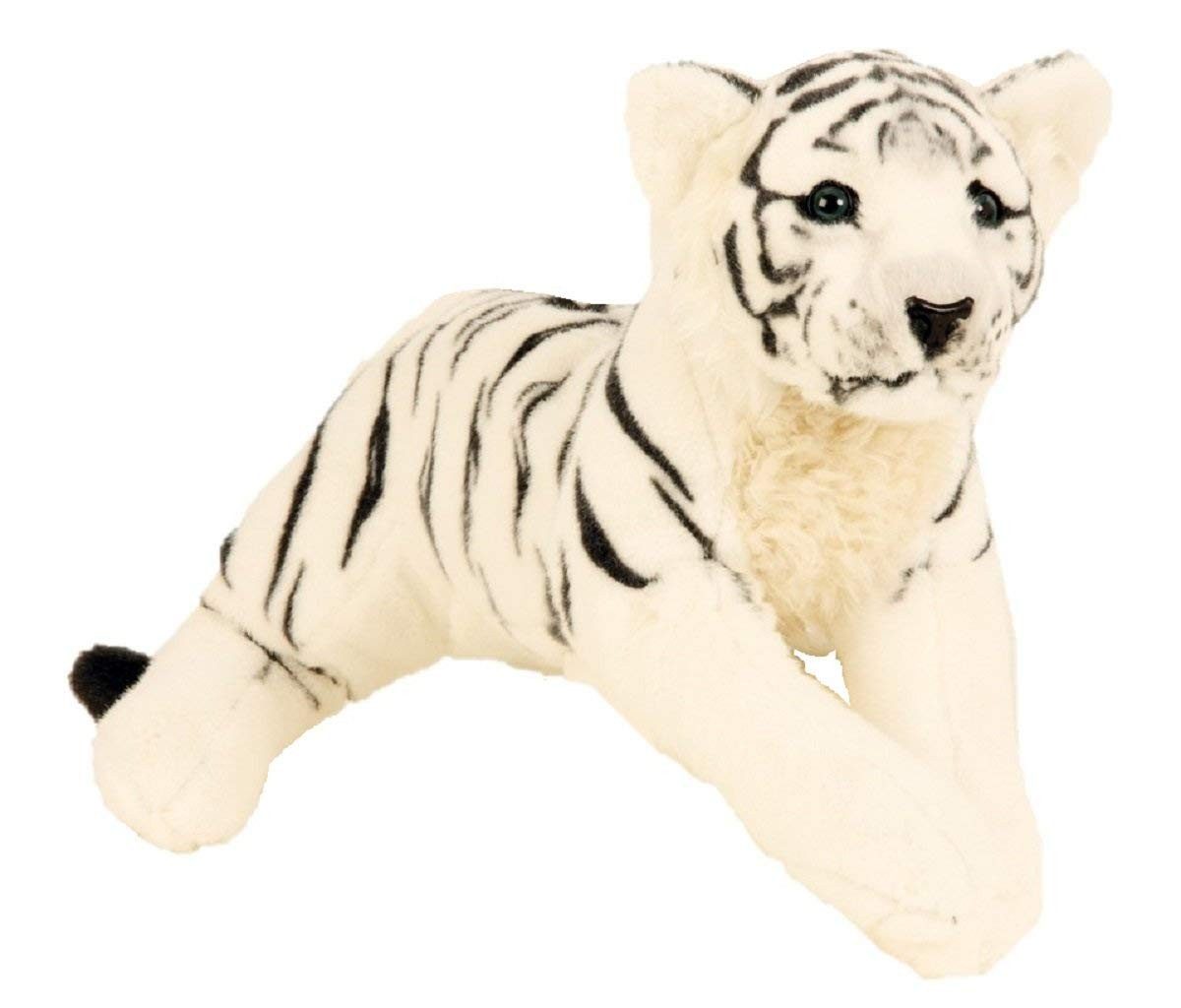 Geschenkestadl Kuscheltier Weißer Tiger – Majestätisches Kuscheltier in 3 Größen Wildlife Design (Plüschtier, Tiger), Wildlife-Design Formstabiler Kopf weicher Körper weiße Felloptik