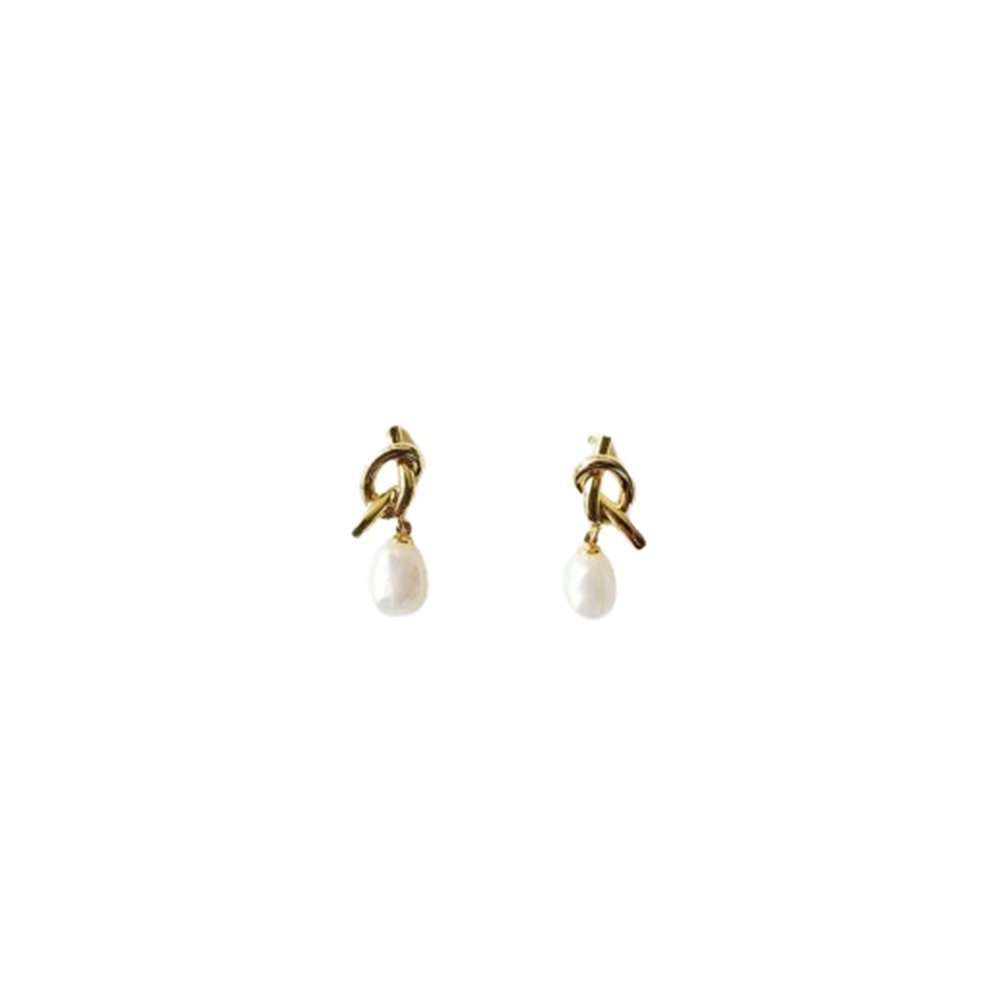Invanter Paar Ohrhänger Retro Stil imitierte Perle vergoldete geknotete Ohrringe, inkl.Geschenkbo,Valentinstagsgeschenke, Geburtstagsgeschenke für sie