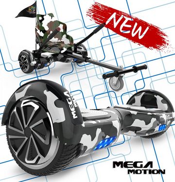 Mega Motion Balance Scooter Kart E1, Hoverboard mit Kart 15KM Bluetooth LED