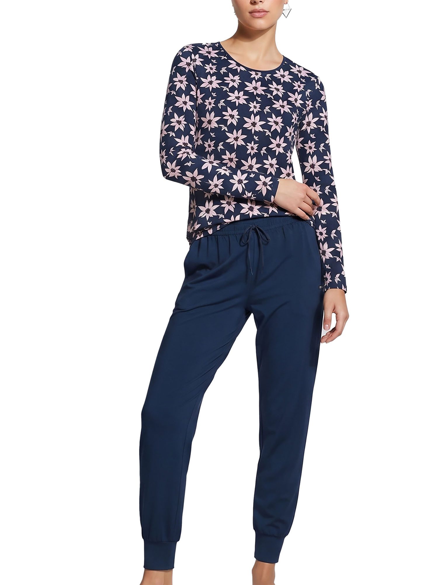 Ammann Pyjama Damen langarm Shirt, lange Hose Night & Relax (Packung, 1 tlg) Modal & Baumwolle, seidig weich, Nachtwäsche und Homewear Set