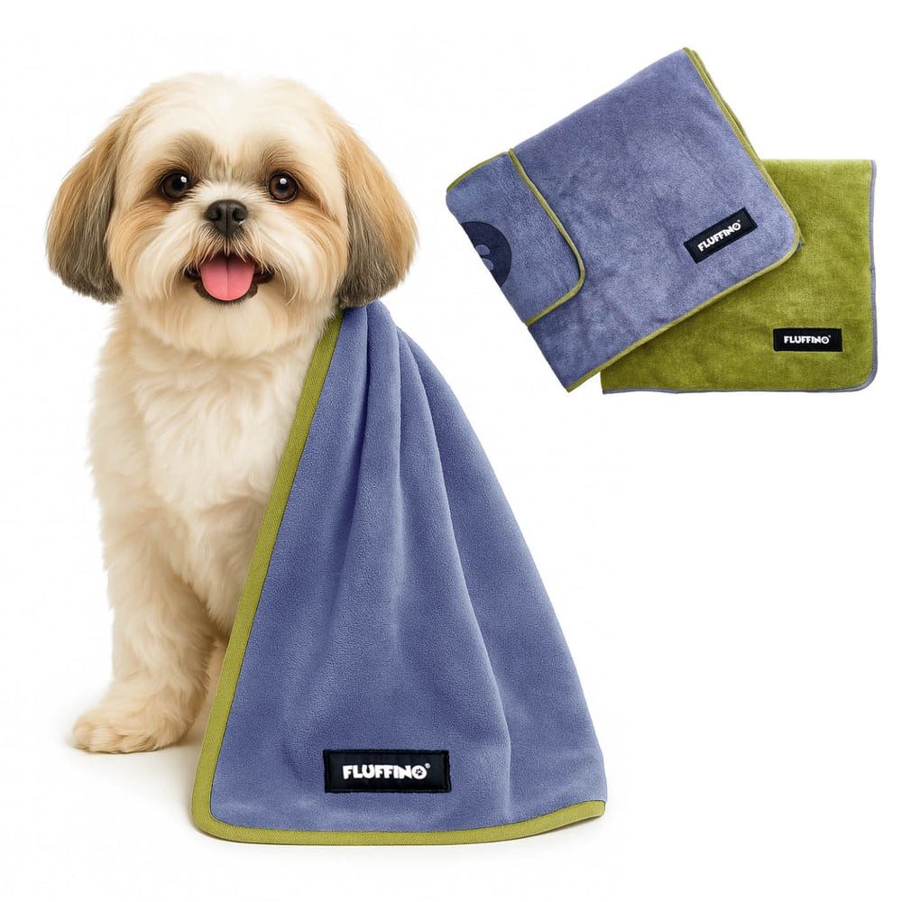 FLUFFINO® Hundehandtuch Mikrofaser 2er-Pack 90x50cm, FLUFFINO Hundehandtuch (2er-Pack) dog towel (2-pack)