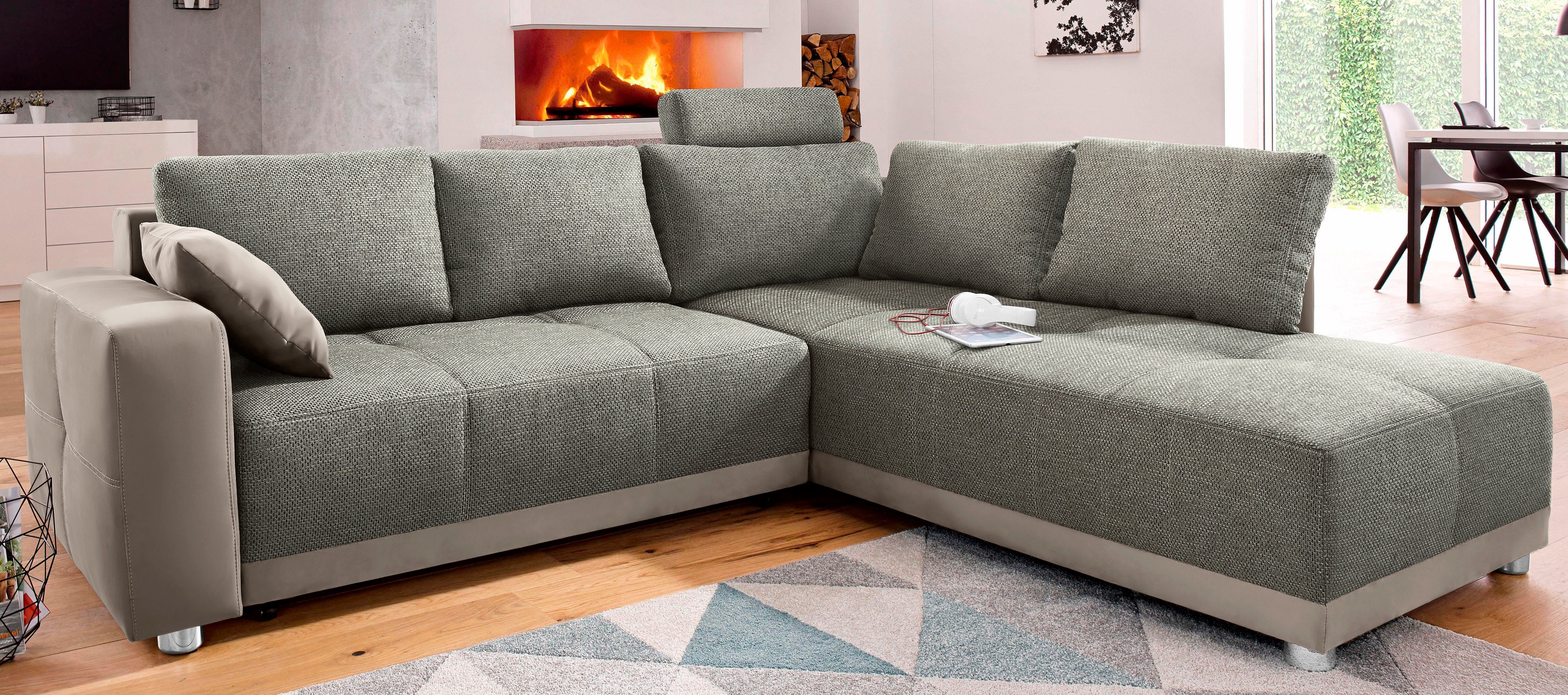 Jockenhöfer Gruppe Ecksofa Orlando L-Form, B: 257 cm, mit Schlaffunktion, Bettkasten, Zierkissen & Kopfstützen