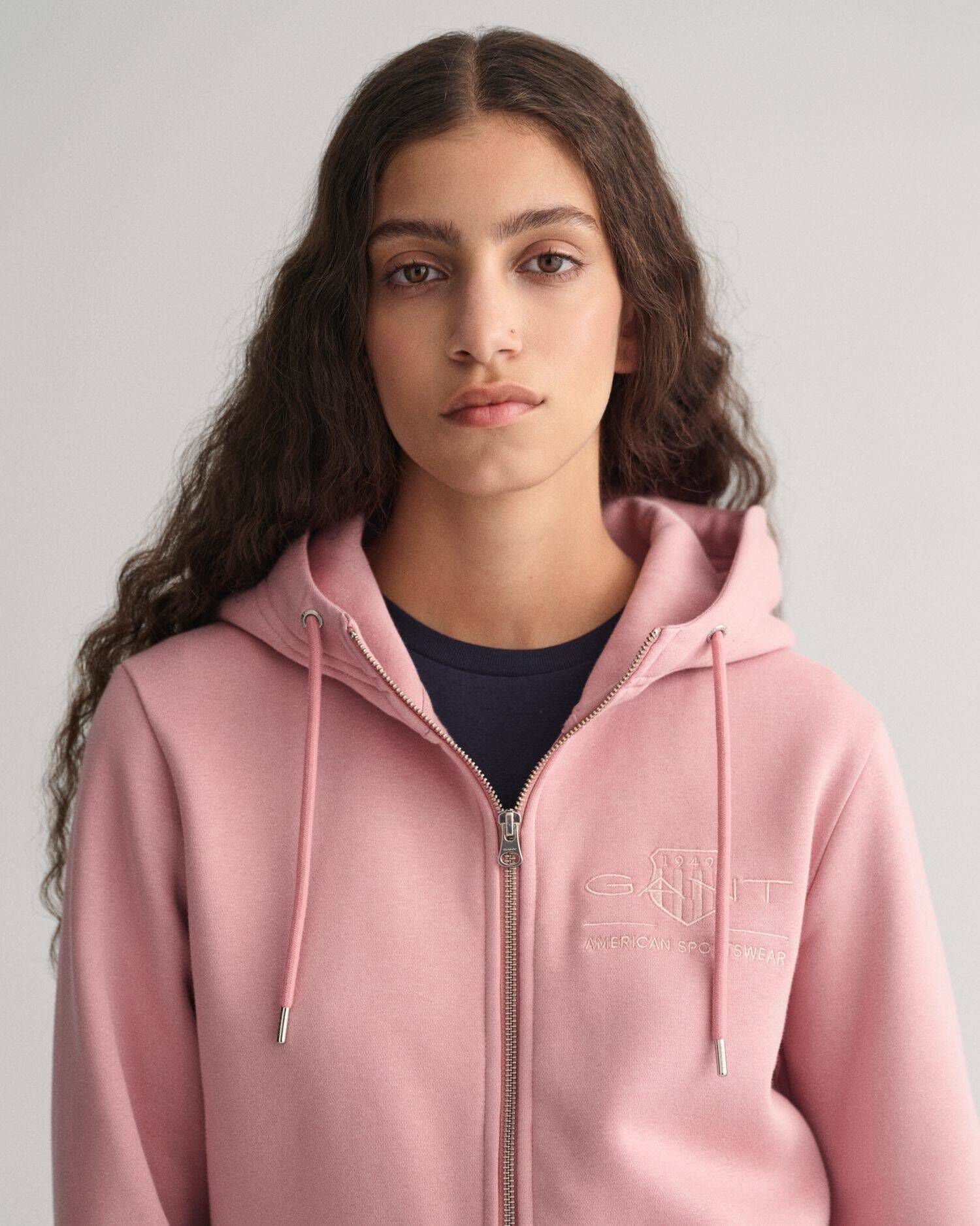 Damen (70) Sweatjacke (1-tlg) Gant rose Sweatjacke