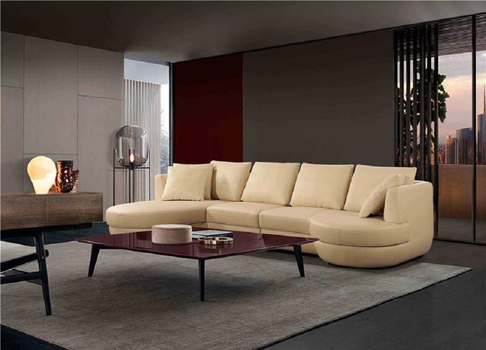 JVmoebel Ecksofa, Ledersofa Couch Sofagarnitur Neu Ecksofa Eck Garnitur Design Modern Beige