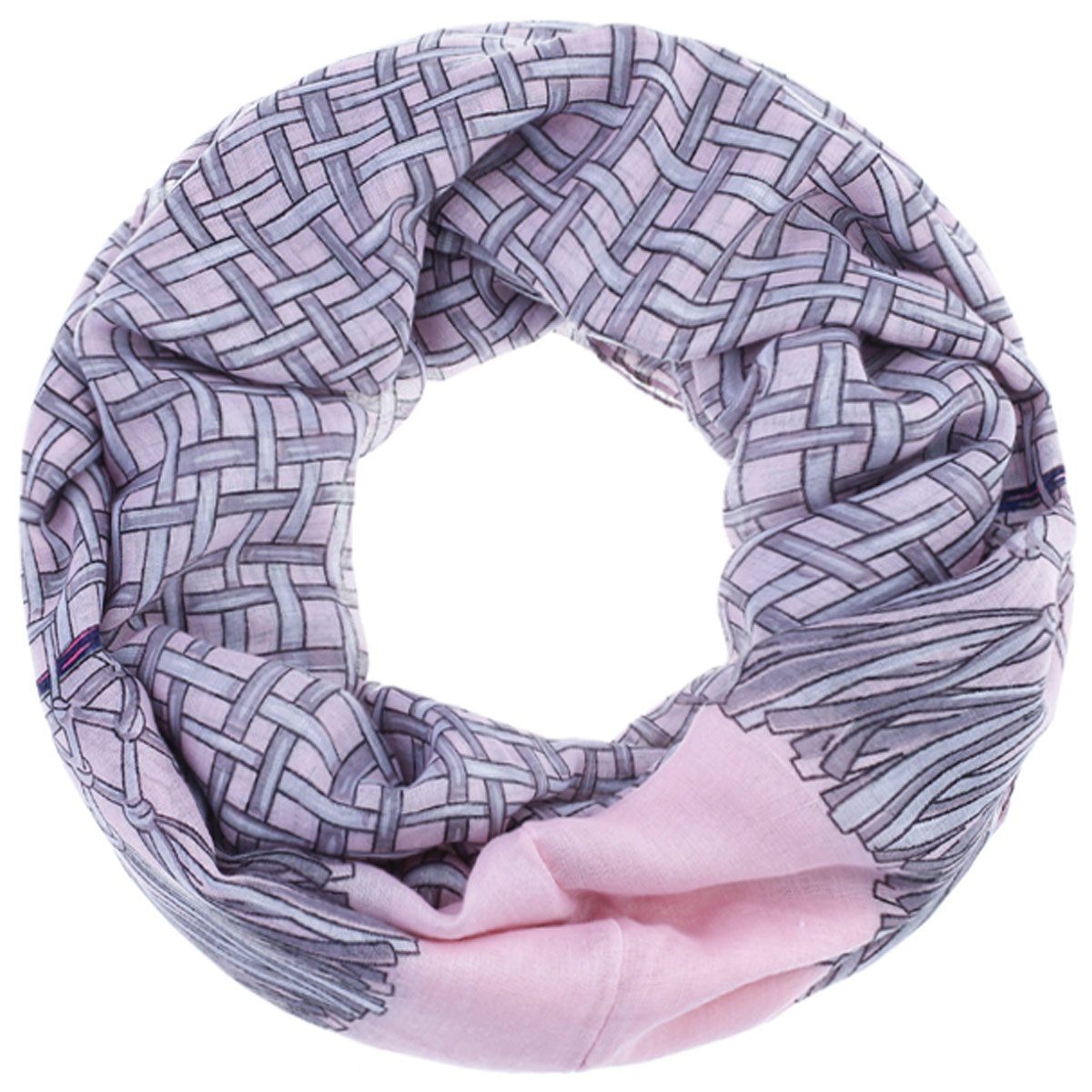 Faera Loop, Damen gemusterter rosa leichter weicher Schal verschiedenen und Loopschal Einheitsgröße Farben