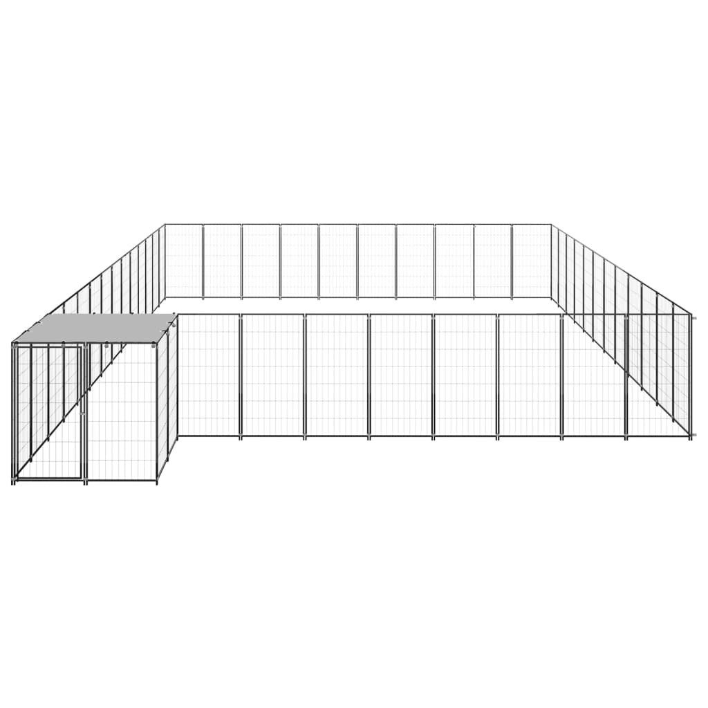 vidaXL Hundezwinger, Hundekäfig Schwarz 37,51 m² Stahl