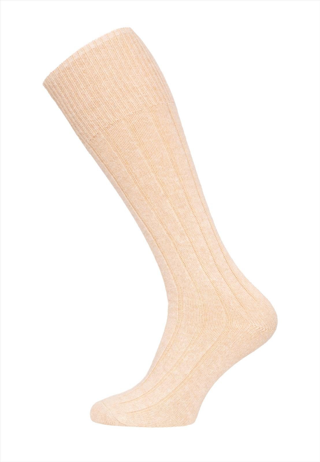 HomeOfSocks Kniestrümpfe Luxuriöse (Merinowolle und Kaschmir) beige - 1 Paar