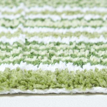 Badematte Badvorleger grün weiss gestreift 40 x 60 cm 100% Baumwolle Homescapes, Höhe 30 mm