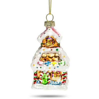 SIKORA Christbaumschmuck SIKORA BS443 Haus mit Zuckerguss Christbaumschmuck Glas Figur Weihnachtsbaum Anhänger