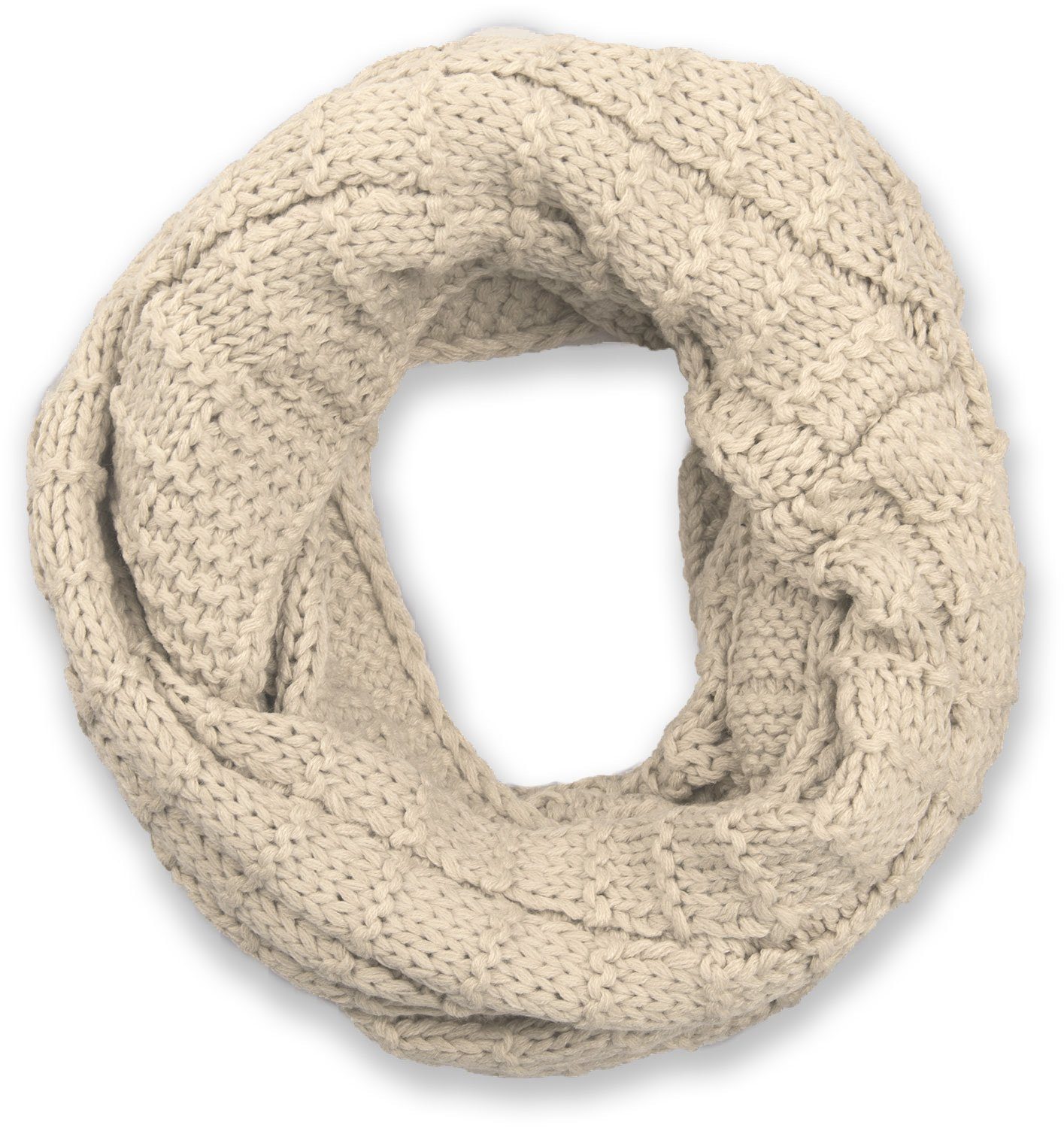 styleBREAKER Strickschal, (1-St), Strick Loop mit Karomuster Beige