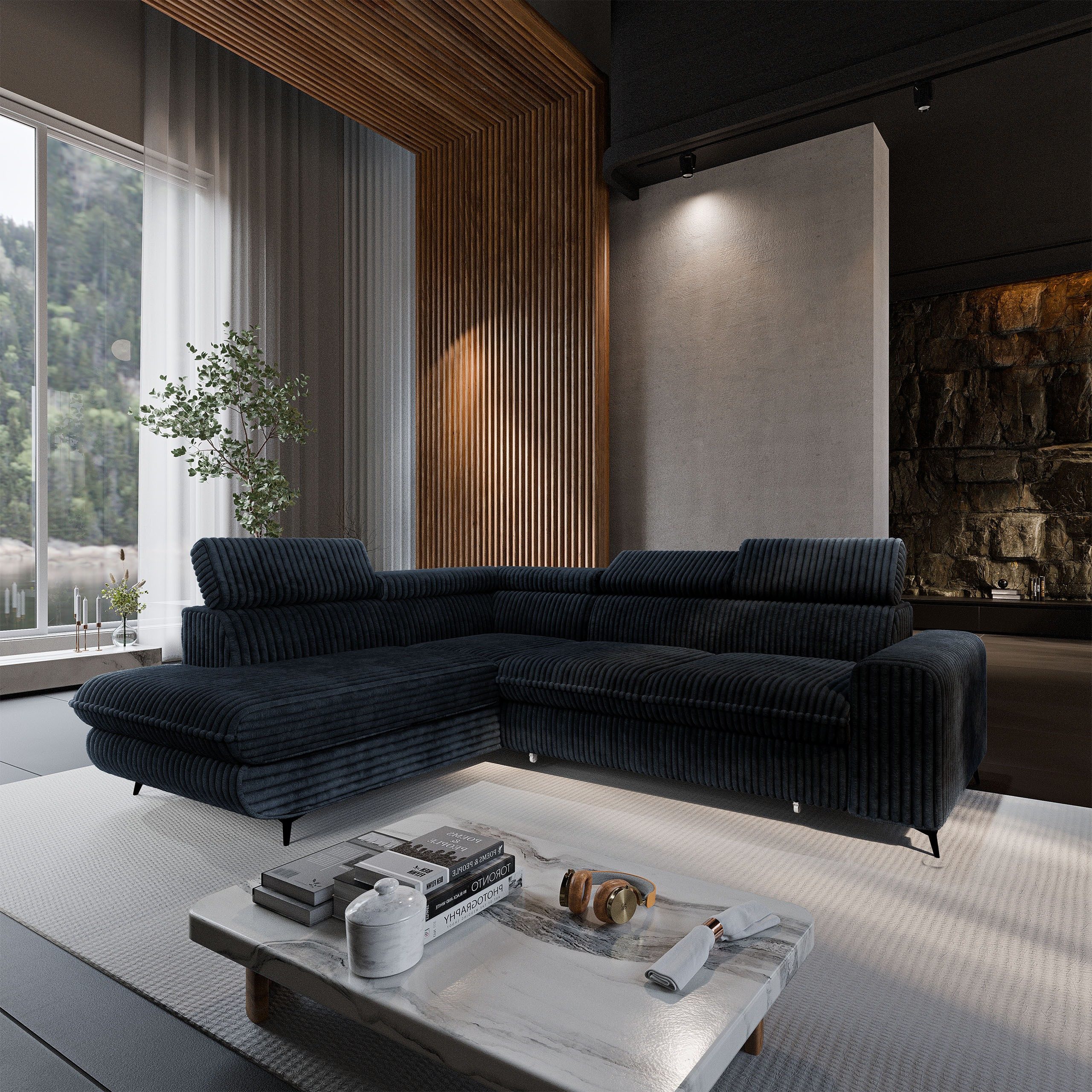 Masseno Ecksofa VELISS mit Schlaffunktion L-Form, Sofa mit Bettkasten