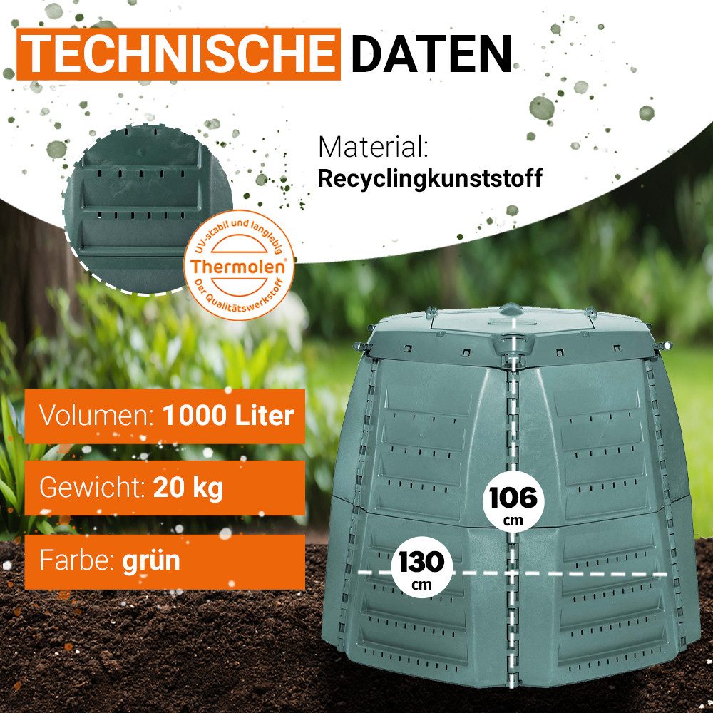 GARANTIA Komposter THERMO-STAR Komposter 1000 Liter grün, 1000 l
