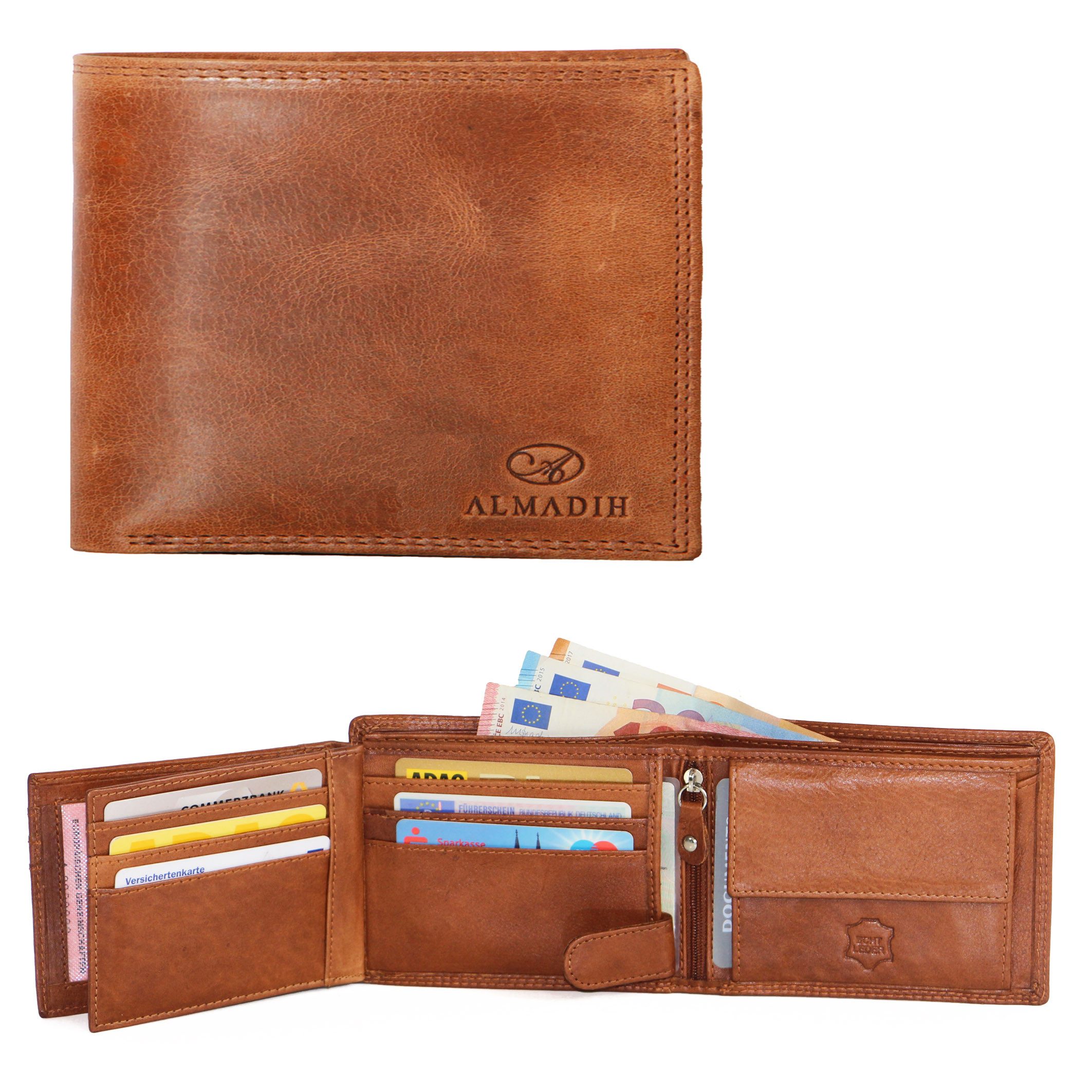 ALMADIH Brieftasche Leder P2Q Portemonnaie RFID Schutz Börse Geldbörse Geld günstig online kaufen