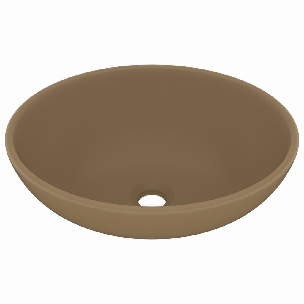 vidaXL Waschbecken Luxuriöses Ovales Waschbecken Matt Creme 40x33 cm Keramik
