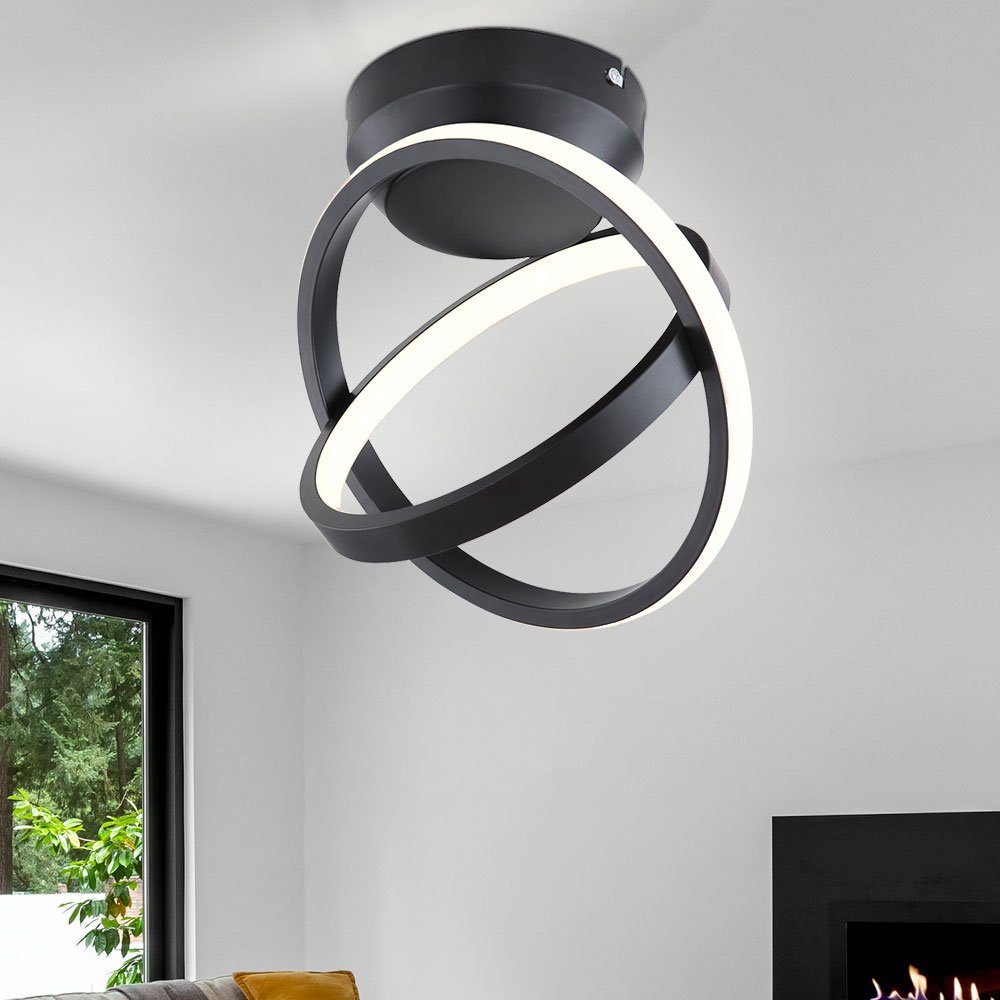 Luxus LED Decken Lampe Wohn Zimmer Ring Strahler Leuchte schwarz-matt DIMMBAR 