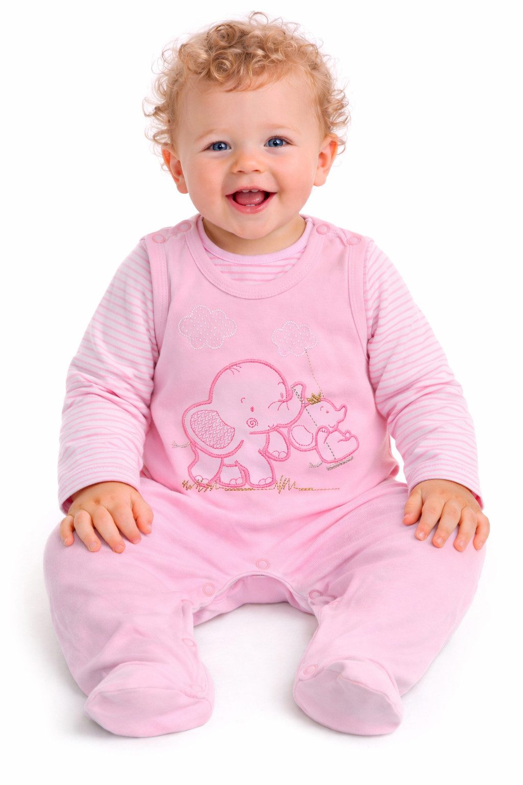 Strampler Erstlingsset Anzug in Rosa Stramplerhose Langarmshirt für Neugeborene