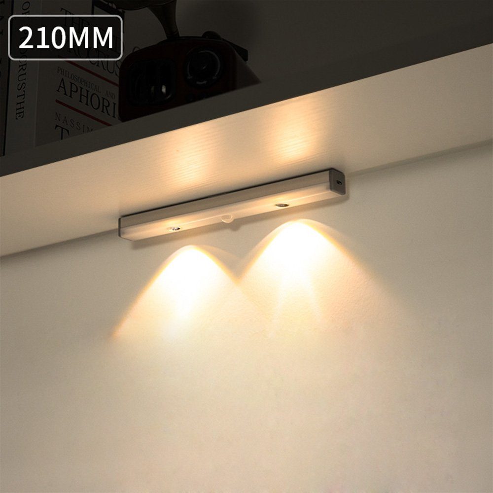 Unterbauleuchte Sensor LED 2 Licht, Warmweiß Küche,LED MUPOO Küchenunterbauleuchte,Schrankbeleuchtung Wiederaufladbar, Modi LED-Unterbauleuchte mit Dimmbar Bewegungsmelder,
