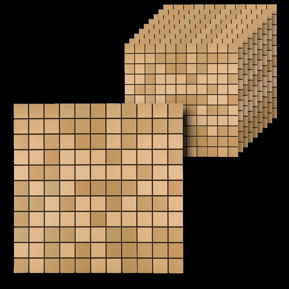 HOOZ Wandpaneel Плиткаaufkleber versch. Farben selbstklebend Küche Schlaf- Wohnzimmer, BxL: 30x30 cm, 0,09 qm, (Set, 10-tlg) Aluminiumoberfläche