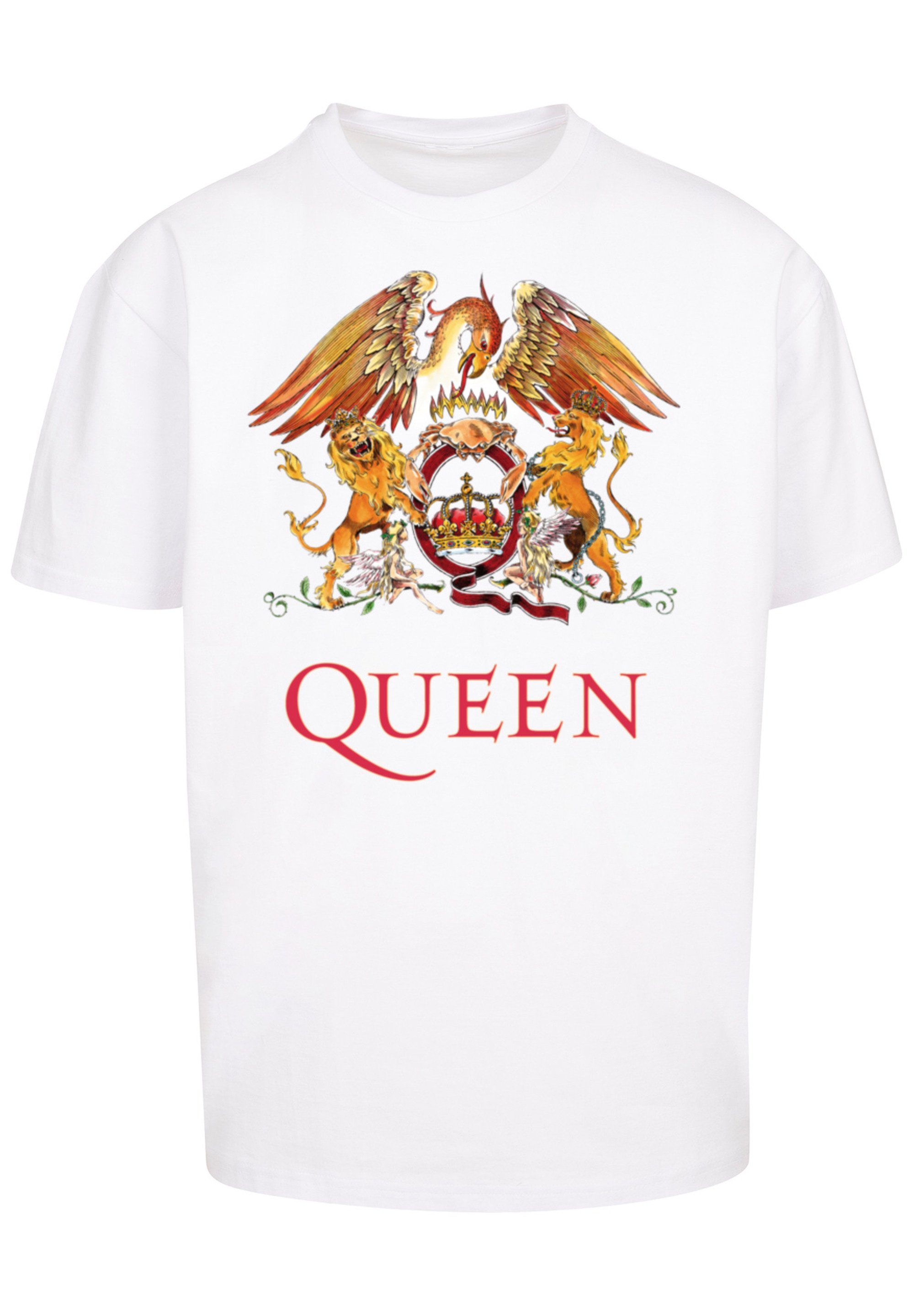 Black T-Shirt weiß Print Crest Rockband Classic F4NT4STIC Queen