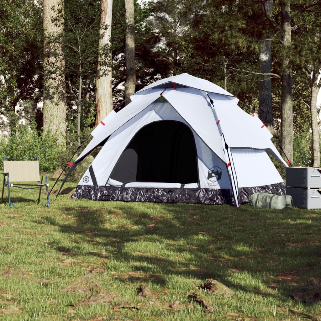 vidaXL Kuppelzelt 5-Personen Kuppel-Campingzelt 5 Personen Weiß Verdunkelt Quick Release