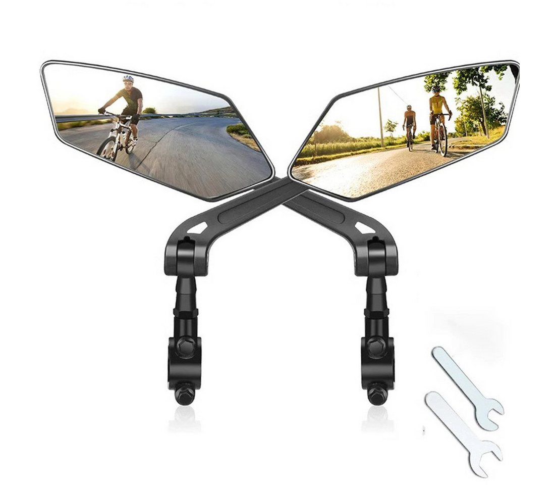 ibettertec Fahrradspiegel Fahrradspiegel,360° Klappbar & Drehbar Rückspiegel,Extra Große Bar End, Spiegel für Fahrrad Schlagfestes Echtglas,22-25mm