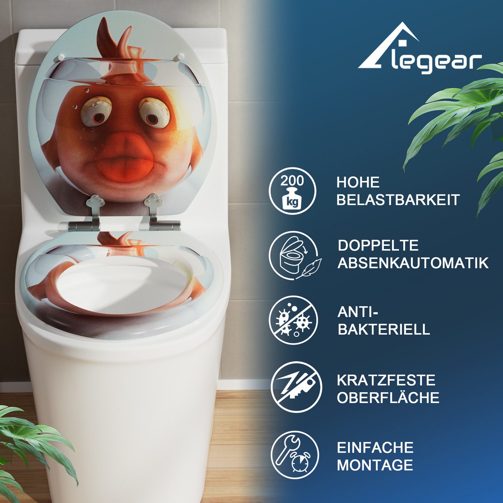 Elegear WC-Sitz Runder Toilettendeckel mit Absenkautomatik, günstig online kaufen