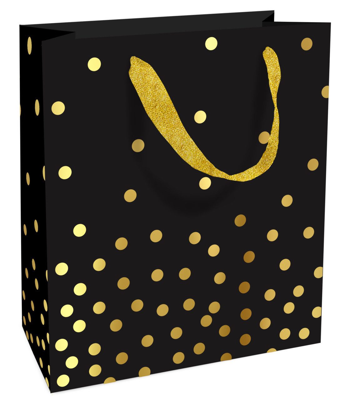Braun+Company Atelier Geschenkpapier Geschenktasche schwarz goldene Punkte 26 x 36 cm
