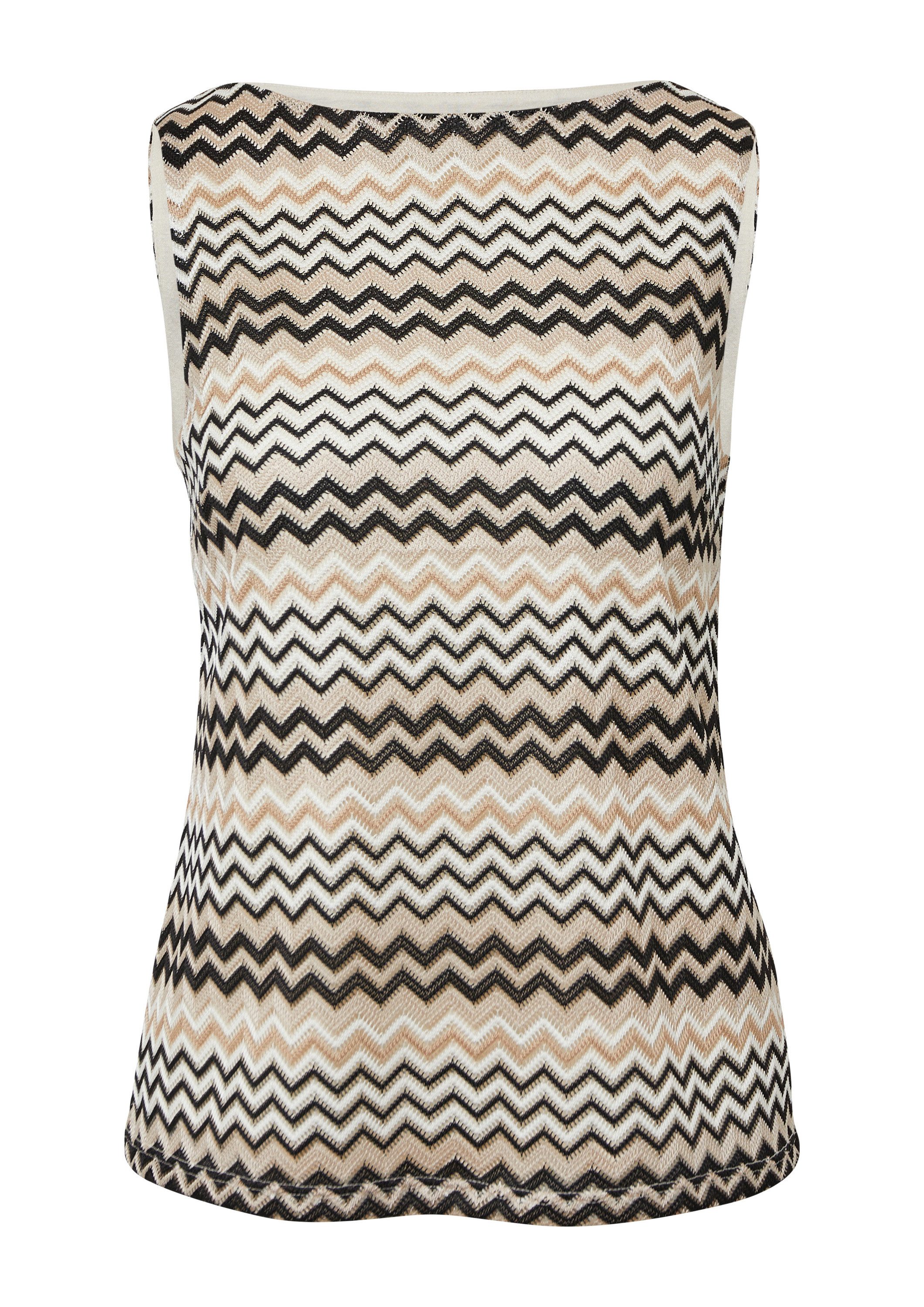 comma Muskelshirt T-Shirt Stricktop aus Zick-Zack-Ajour günstig online kaufen