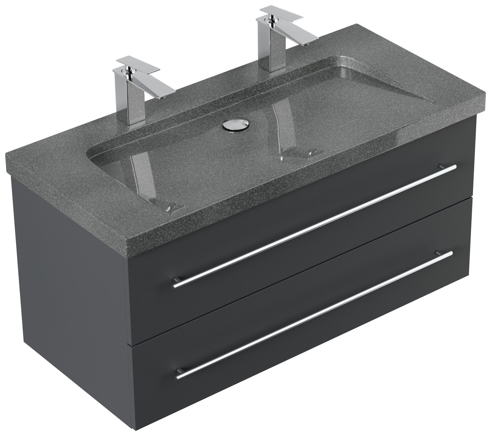 Magnolia Home Waschtisch Badmöbel Granit G654 Damo 100 cm 2 Hahnlöcher SoftClose grafit