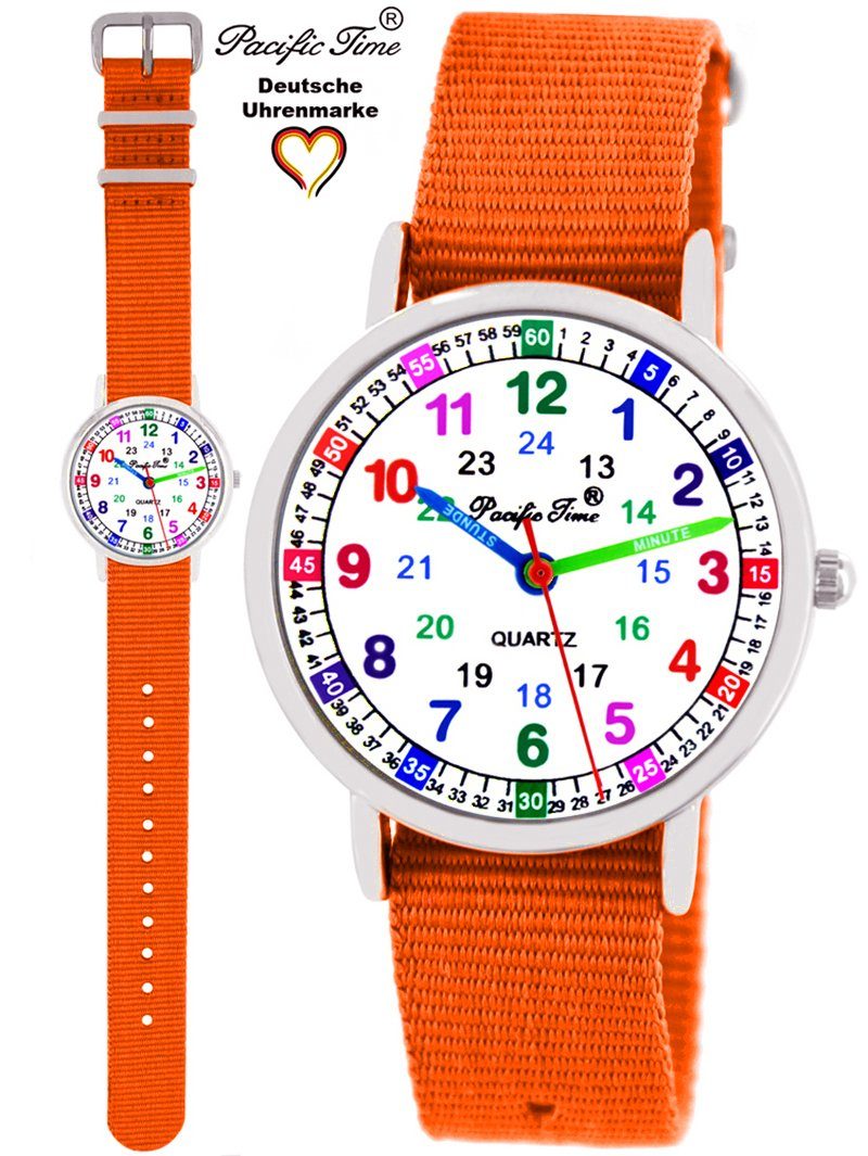 Match Time Design Set Quarzuhr und pink und orange Gratis reflektor Kinder Versand Pacific Wechselarmband, Armbanduhr Mix Lernuhr -