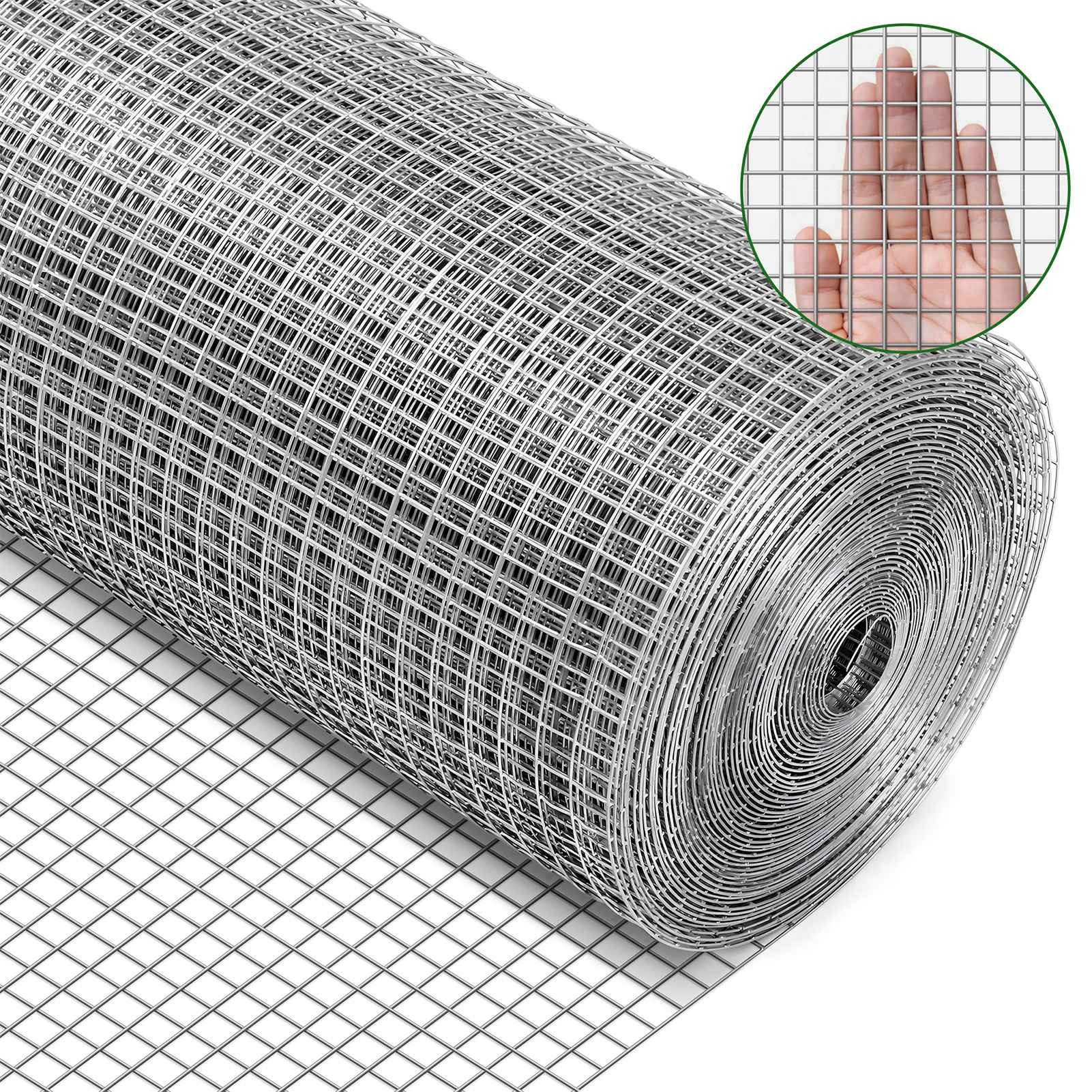 cocosity Maschendrahtzaun Feuerverzinktes Drahtgeflecht, rollgeschweißter Zaun für Geflügelkäfig, 19-gauge annealed metal wires, 1.27 cm Rastergröße, 1.2 x 30.48m