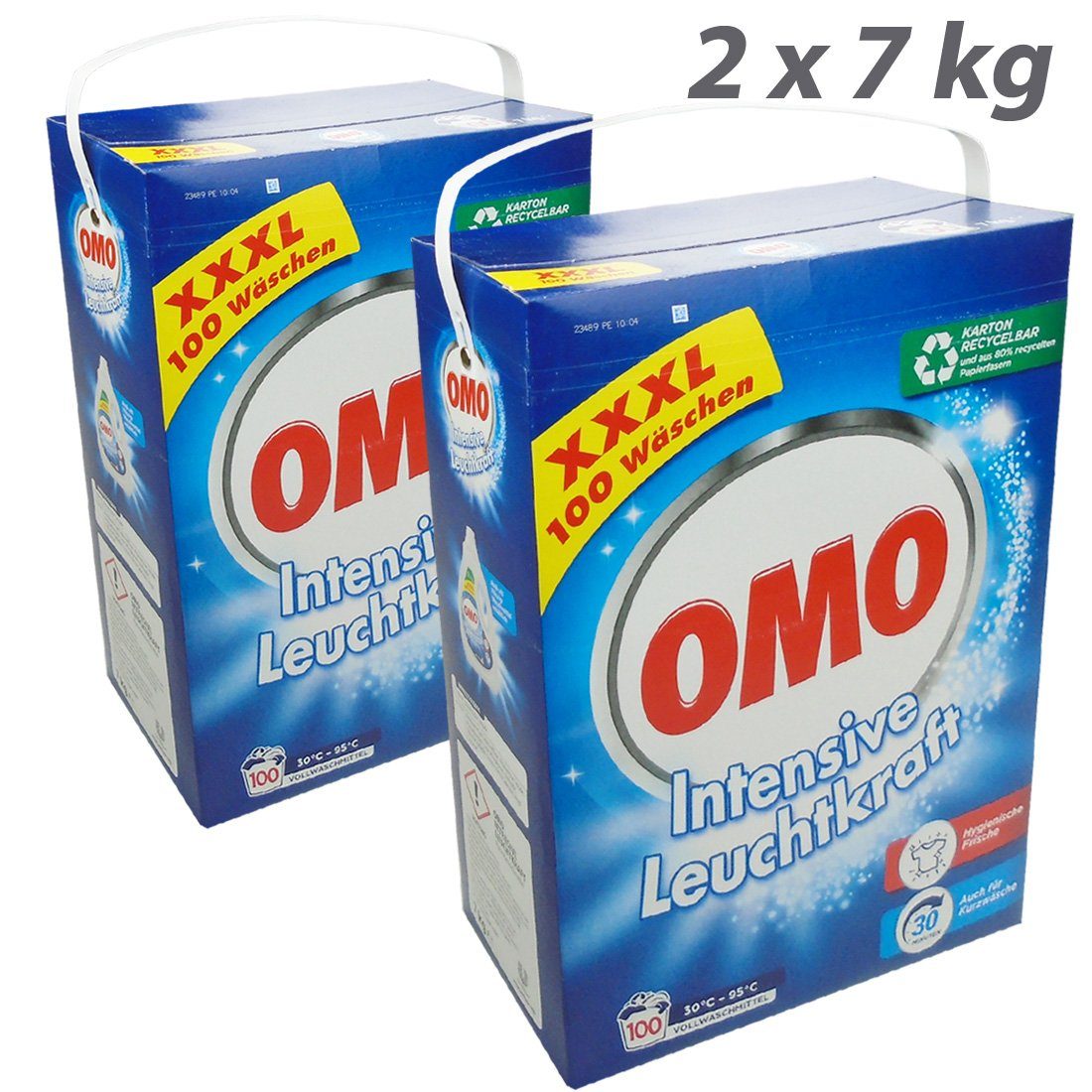 Unilever 2x OMO XXXL7kg =14 WL Voll (2-St. Rein 200 kg für Waschpulver Vollwaschmittel 200 für bis Waschmittel Wäschen)