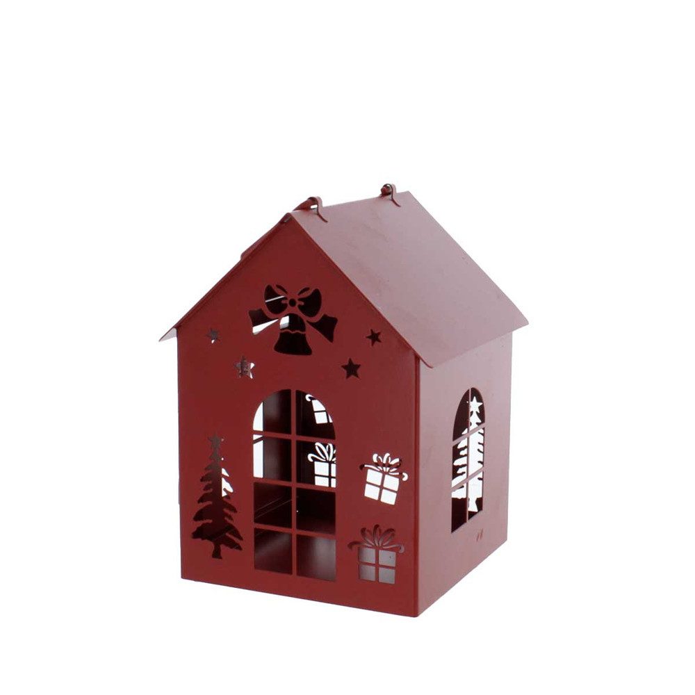 MICA Laterne Laterne Haus rot - ca. 12 x 12,5 x 16,7 cm günstig online kaufen