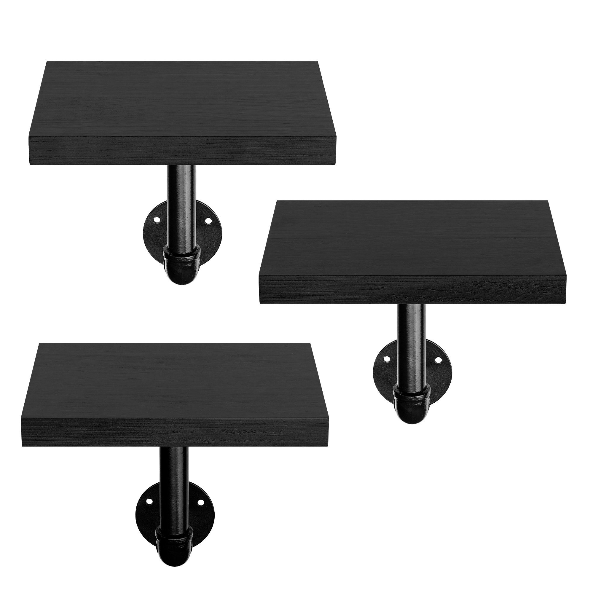 Navaris Wandregal Regal aus Holz und Metall - 3er Set Schweberegal Hängeregal, 3-tlg.
