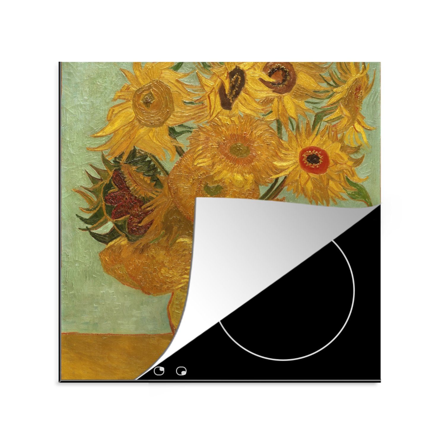 Arbeitsplatte für Vinyl, Ceranfeldabdeckung, Sonnenblumen MuchoWow tlg), 78x78 Gogh, küche Herdblende-/Abdeckplatte Vincent - van cm, (1