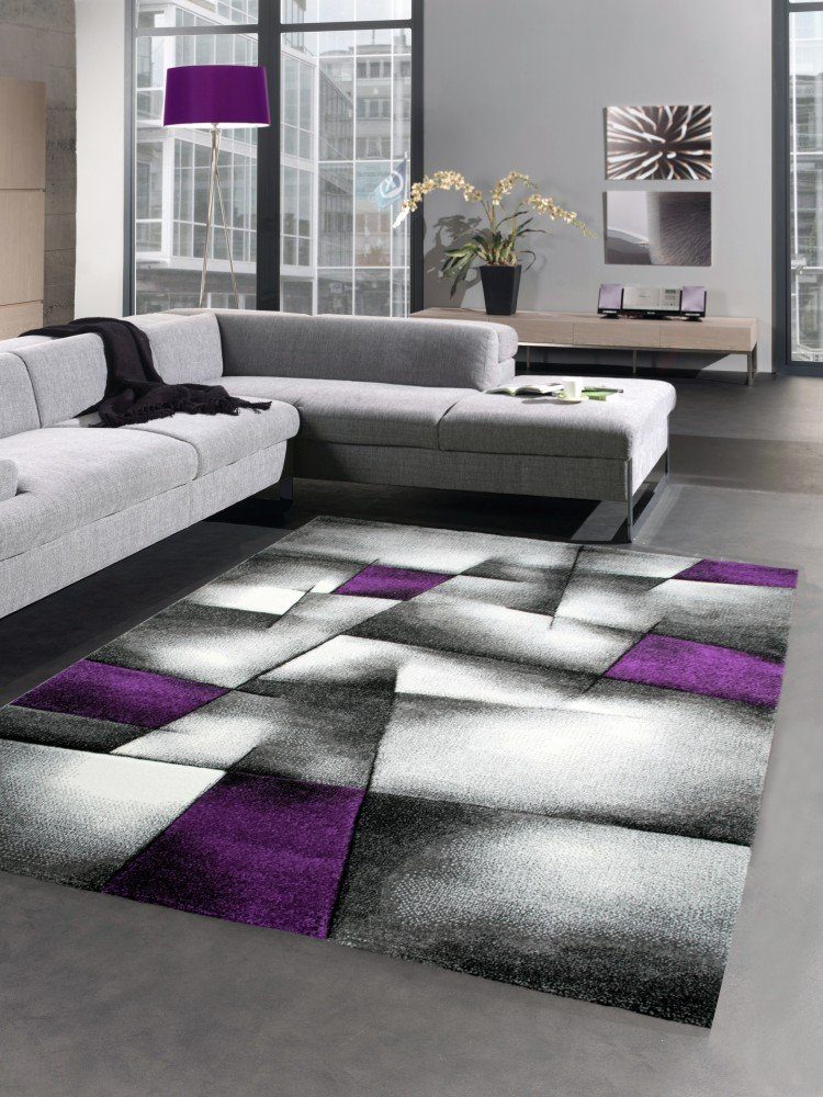 Carpetia Teppich Moderner Teppich Kurzflor Wohnzimmerteppich Konturenschnitt, rechteckig, Höhe: 13 mm