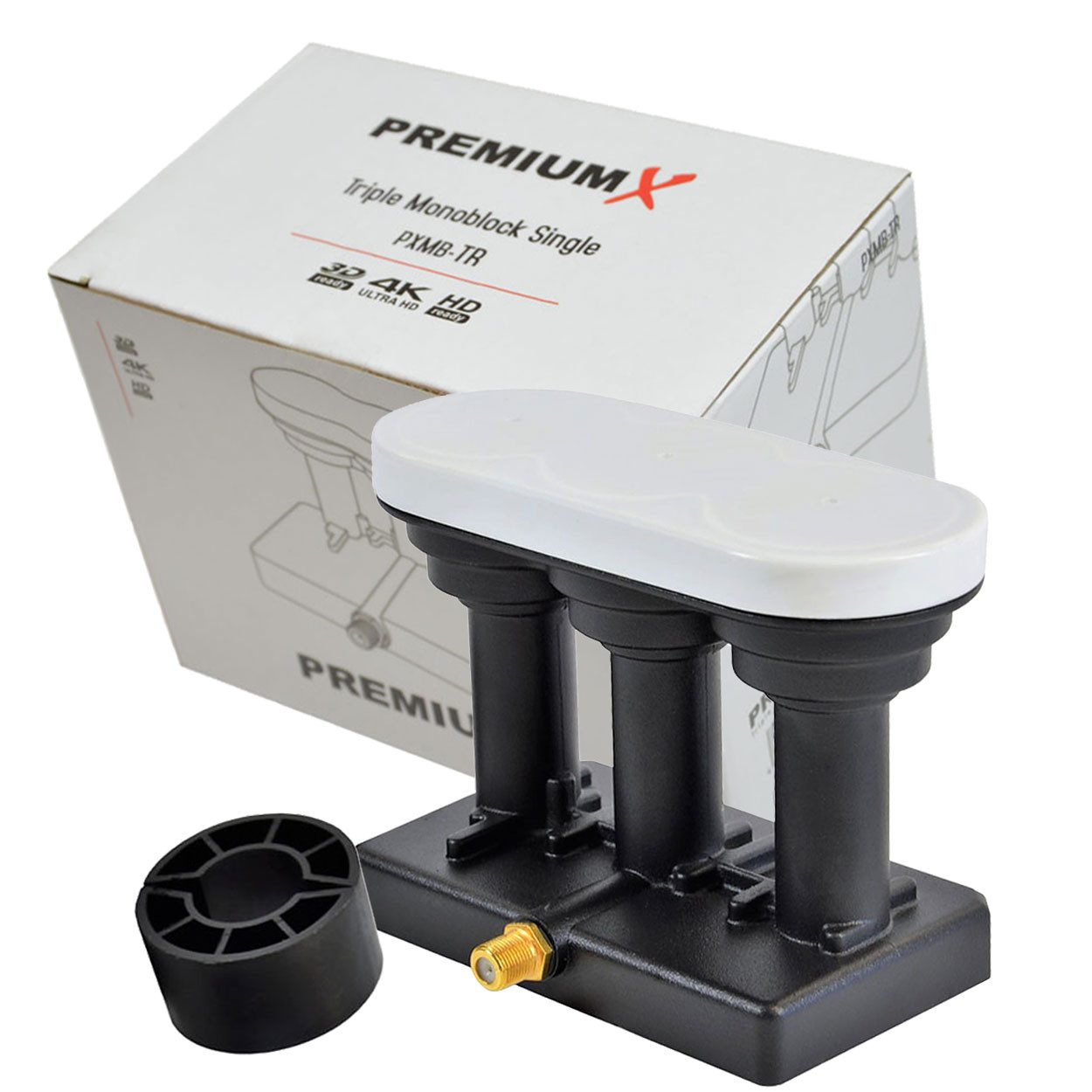 PremiumX PXMB-TR Triple Monoblock Single triplefeed 1 Teilnehmer HDTV 3D 4K Monoblock-LNB
