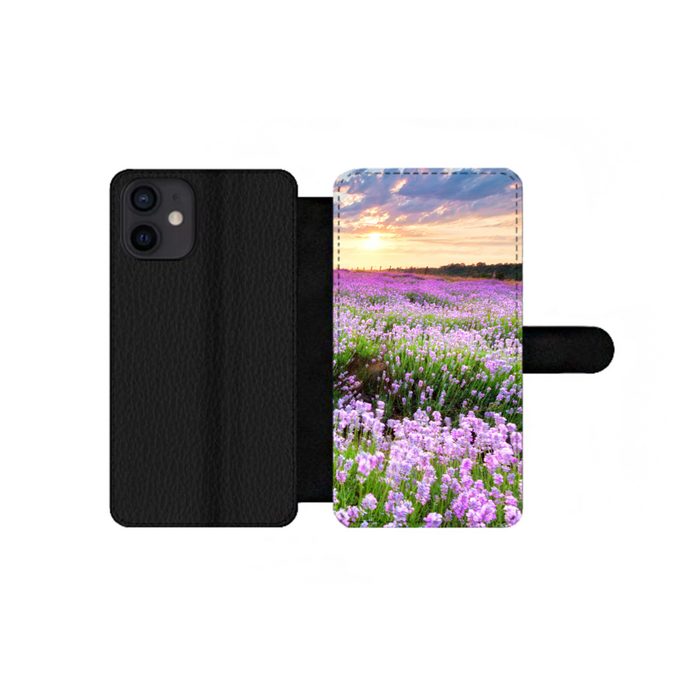MuchoWow Handyhülle Lavendel - Blumen - Sonnenuntergang - Lila - Wiese Handyhülle Telefonhülle Apple iPhone 12