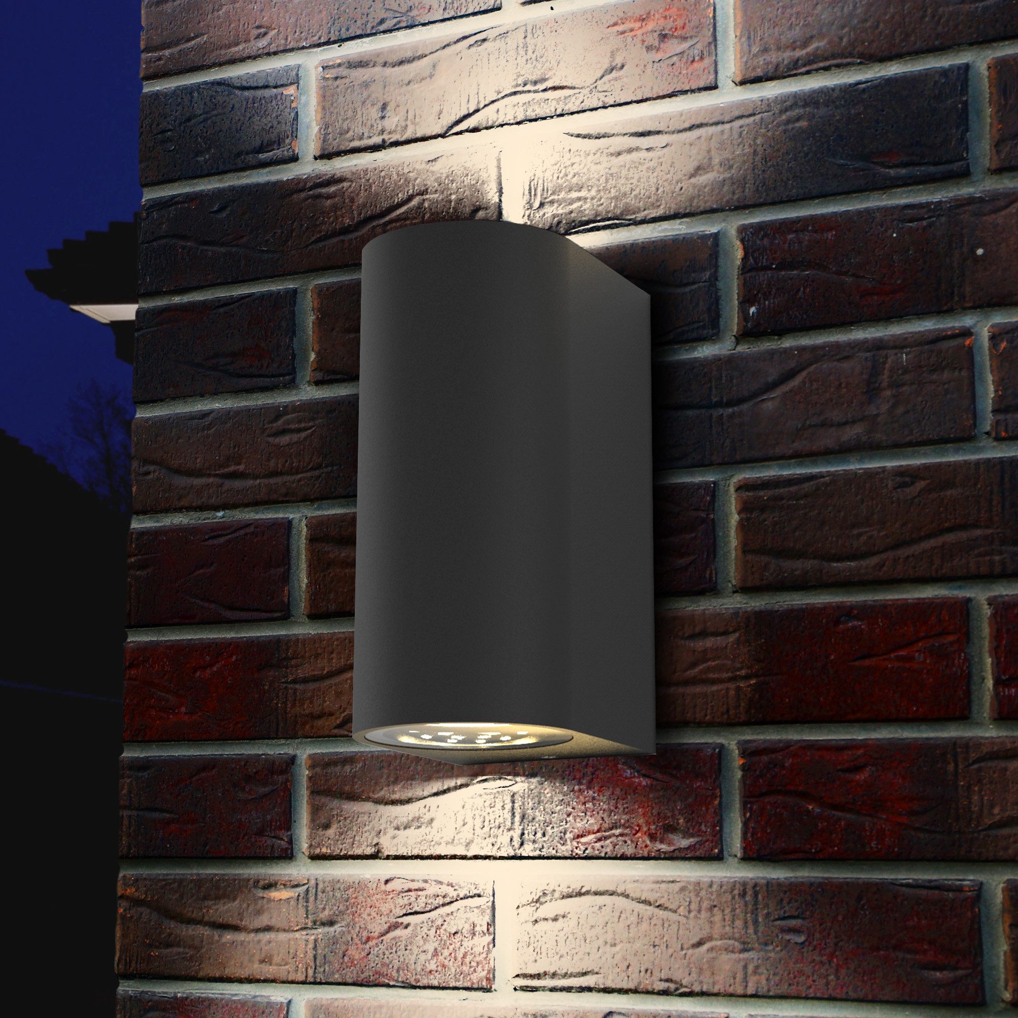 B.K.Licht Außen-Wandleuchte LED Wandlampe Außen & Innen Wandspot 15x9cm schwarz/weiß IP44, LED wechselbar, Warmweiß, 3000K Hauswand Up Down 2x GU10 5W 400lm Terrasse Garten