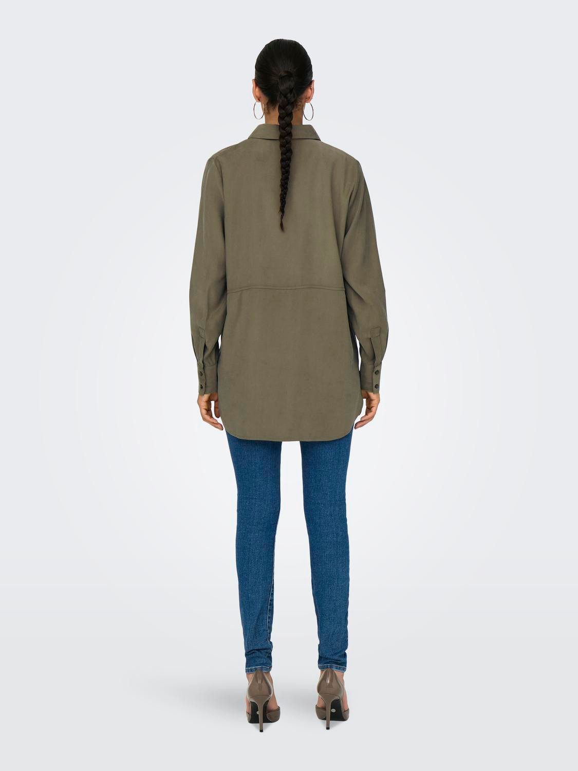 JACQUELINE de YONG Blusenshirt Hemdkragen Voluminöse Ärmel Bündchen JDYOLLI L/S LONG SHIRT WVN NOOS