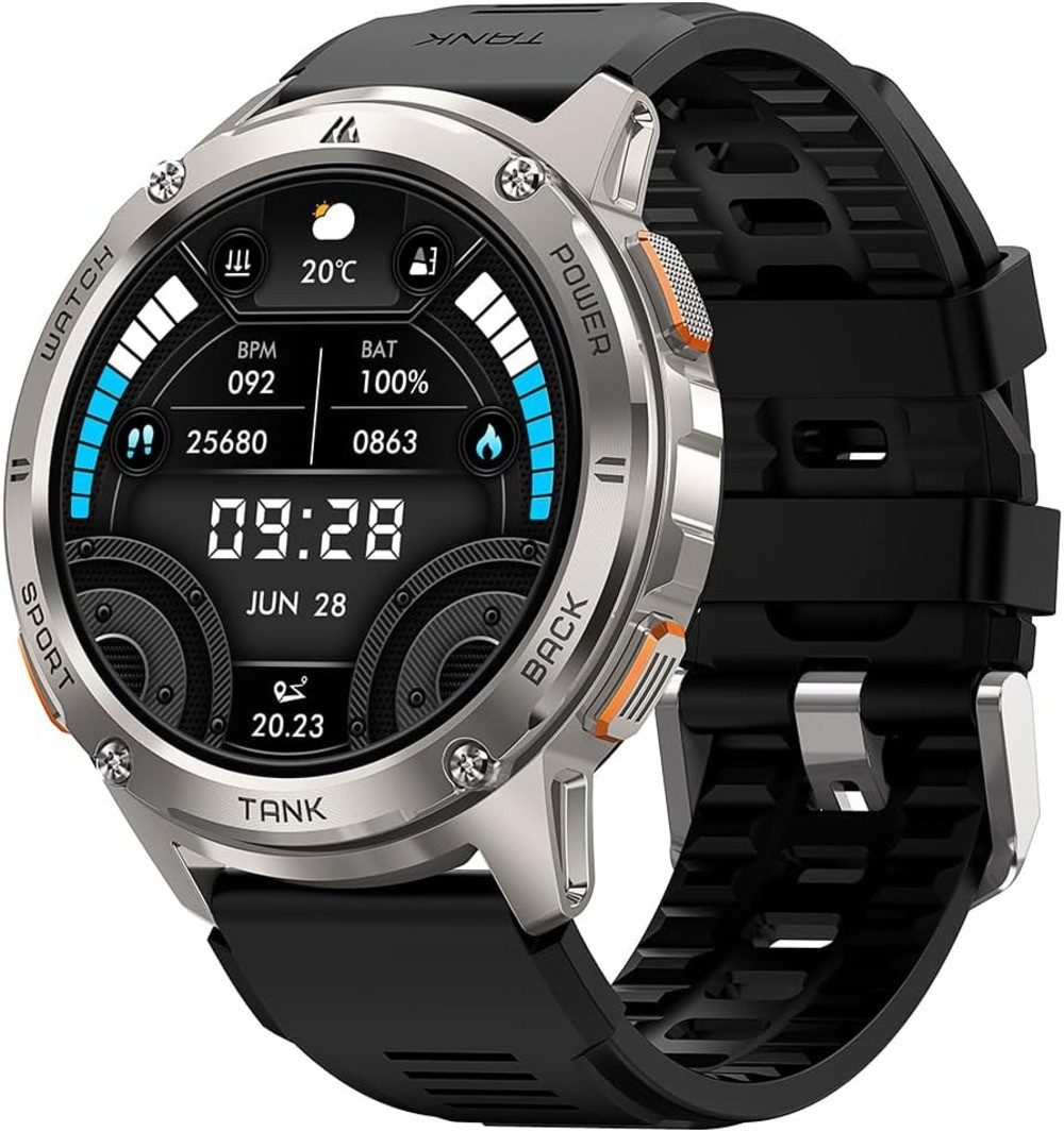 KOSPET Smartwatch (3,6 cm, android ios), Smartwatch Herren mit 170 Sportmodi und Gesundheitsfunktionen