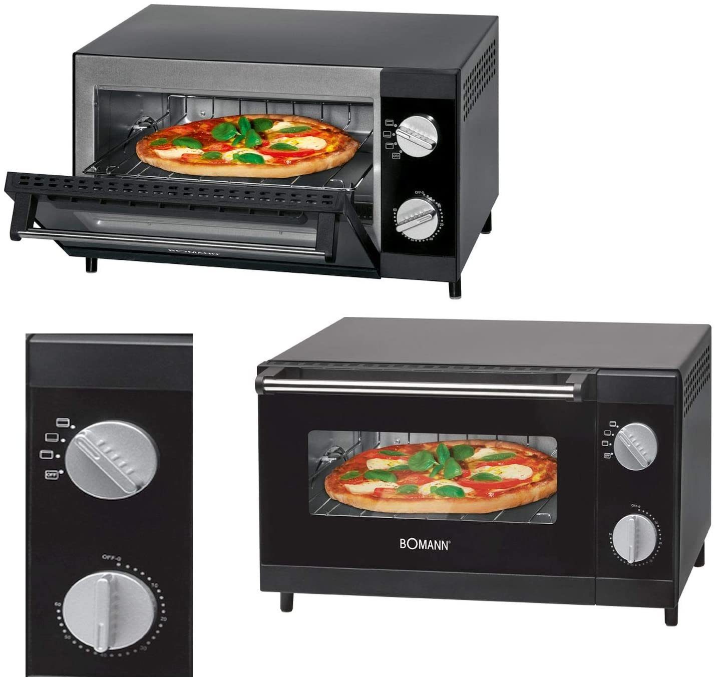 BOMANN Minibackofen BOMANN Mini-Backofen Pizza-Ofen 12 L Grill Miniofen 1000 Watt MPO 2246