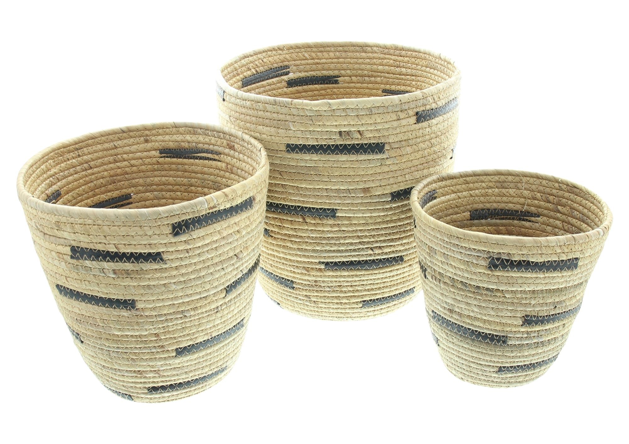 Dekoleidenschaft Aufbewahrungskorb "Adria" Korbset aus Wasserhyazinthe geflochten, Badkorb, Ordnungskorb (3 St., im Set), Flechtkorb, Korb, Aufbewahrung, Körbchen