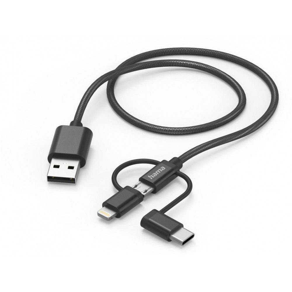 Hama 3in1 Ladekabel 1,5m USB Micro-USB USB-C Lightning USB-Kabel