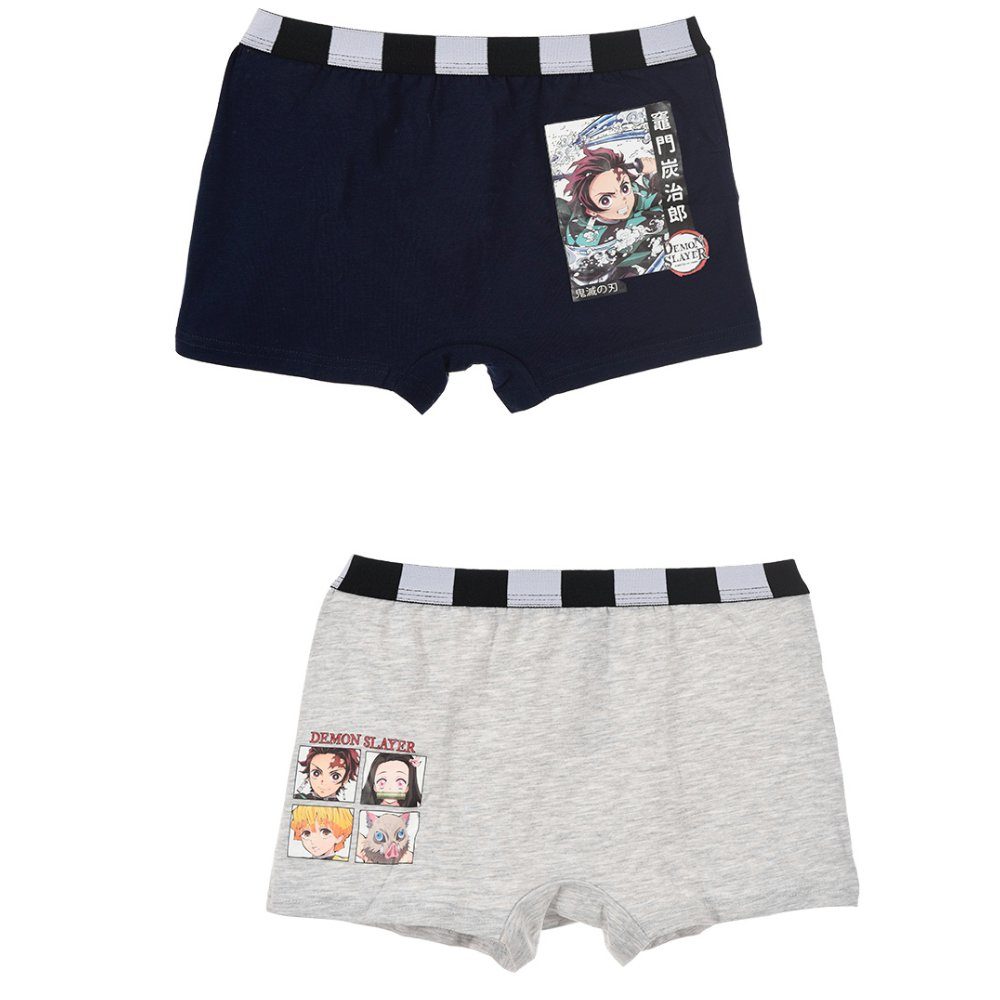 Demon Slayer Boxershorts Anime Demon Slayer Jungen 2-er Pack Boxershorts Unterhose Gr. 140 bis 170