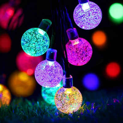 Rosnek LED-Lichterkette 5/9,5M,Solar,Wasserdichte,für Patio Garten Party Weihnachten, Seifenblasen-Kristallkugel