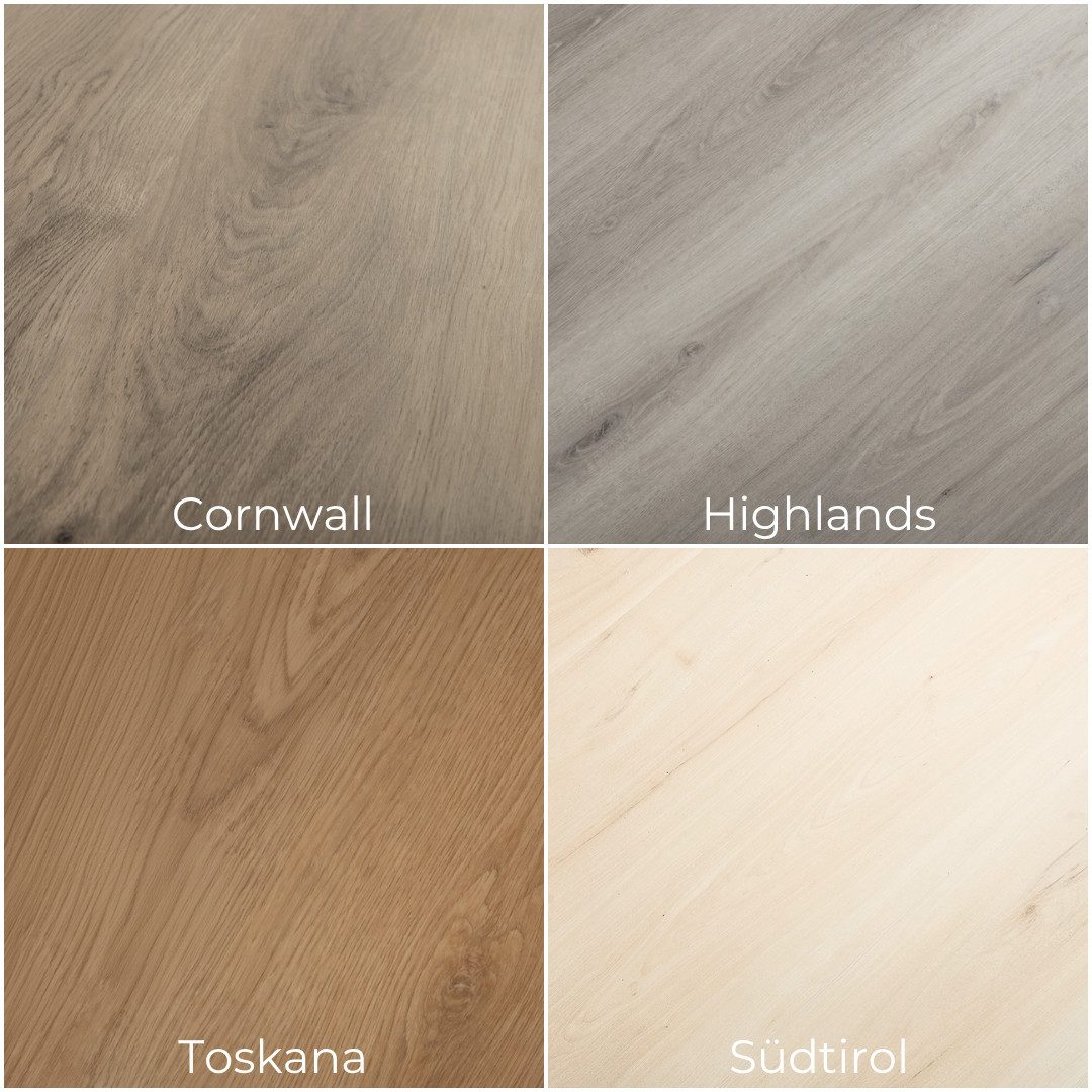 Mega-Holz Designboden Klickvinyl in Holzoptik PREMIUM PVC Vinylboden mit Trittschalldämmung, Packung, 1 Packung = 4 Muster, Wasserfest und für Fußbodenheizung & Feuchträume geeignet (Muster)