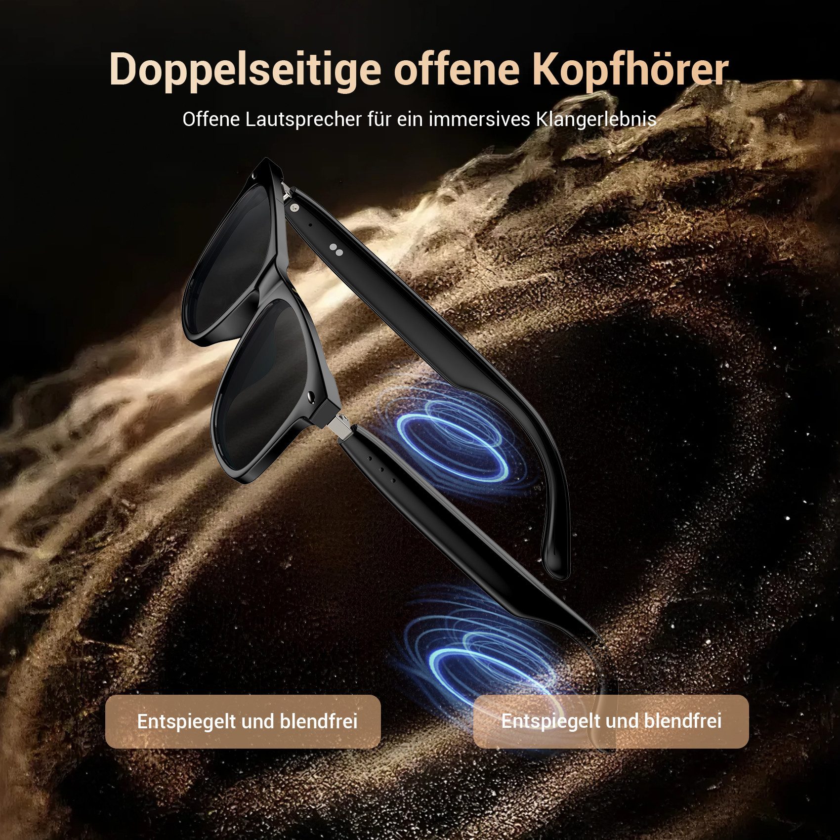 blackview Sonnenbrille Bluetooth Smart Glasses mit Lautsprecher, Sprachsteuerung & UV-Schutz (Set) Sport,Outdoor,Arbeit,Pendeln,Telefonate,Musikgenuss ohne Abschottung