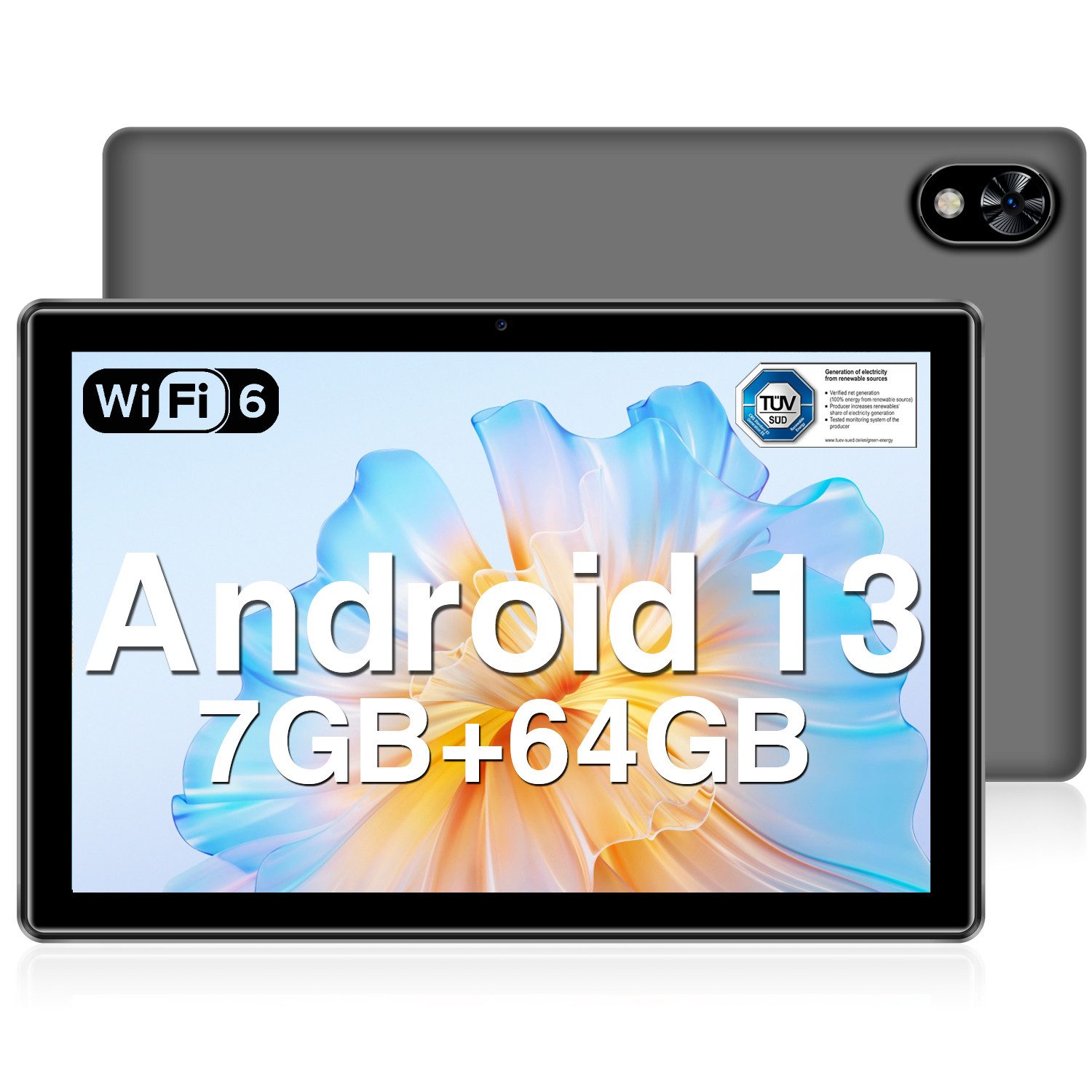 DOOGEE U9 Android 64GB ROM (1TB TF) + 7GB RAM, 1280 * 800 HD+ Display Kids Tablet (10.1", 64 GB, G-sensor, 9,9 mm Dicke,WiFi 6,BT 5.0,5060mAh Akku)